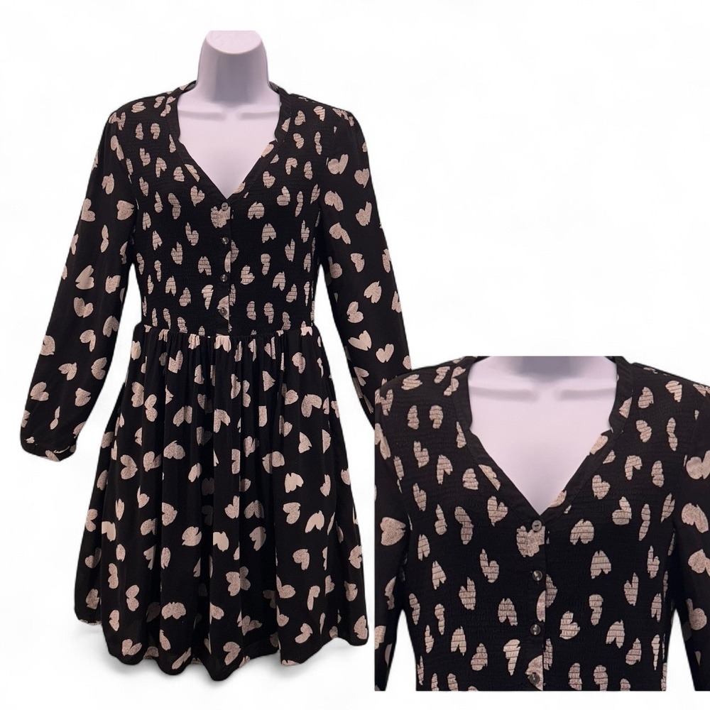 Maeve Anthropologie Heart Dress Black Small